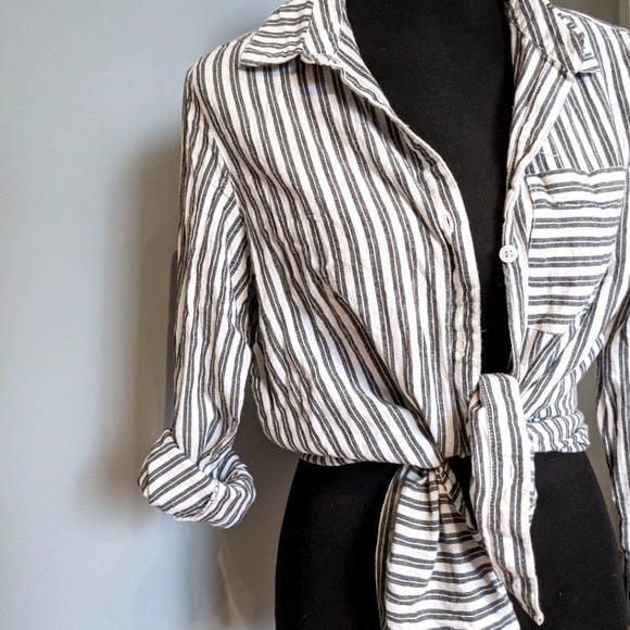 Striped cotton button down shirt - Picture 3 of 6